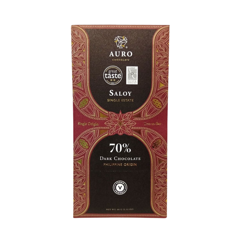 Auro Chocolate - 70% Dark Chocolate Saloy Single-Estate Bar 60g