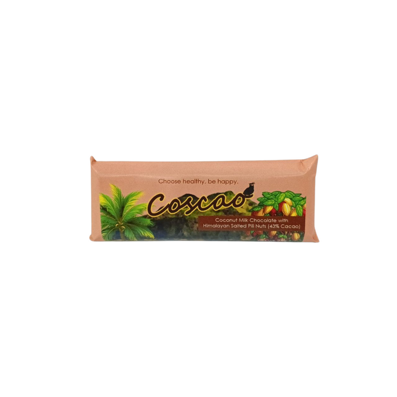 Coscao - Coconut Milk Chocolate 43% with Himalayan Salted Pili Nuts 25g