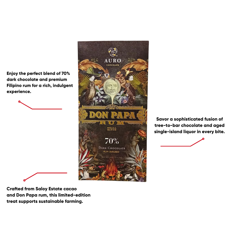 Auro Chocolate x Don Papa Rum-infused 70% Dark Chocolate 60g