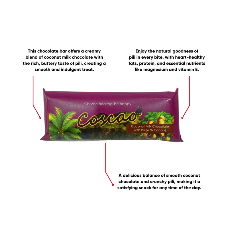 Coscao - Coconut Milk Chocolate 43% with Pili 25g