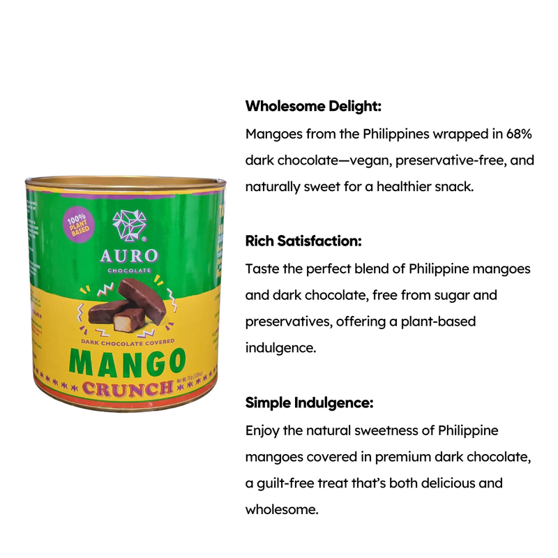 Auro Chocolate - Dark Chocolate Covered Freeze Dried Mango Crunch 75g