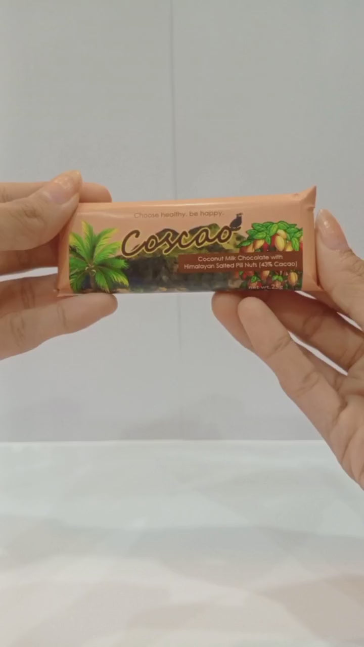 Coscao - Coconut Milk Chocolate 43% with Himalayan Salted Pili Nuts 25g